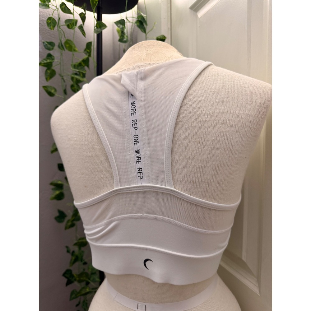 Zyia Active White High Neck Mesh Racerback Sports Bra One More Rep Zipper Medium